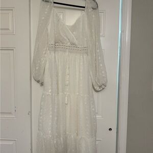 SHEIN White Long Sleeve Lace Dress